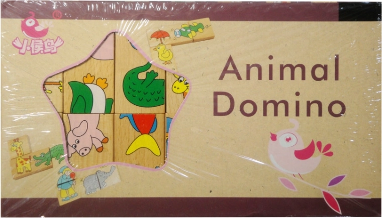 Domino en bois avec des animaux