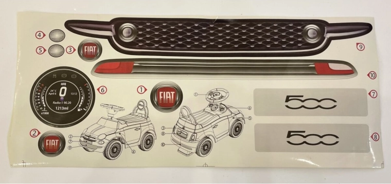 Ensemble d’autocollants décoratifs pour voiture porteur Fiat 500