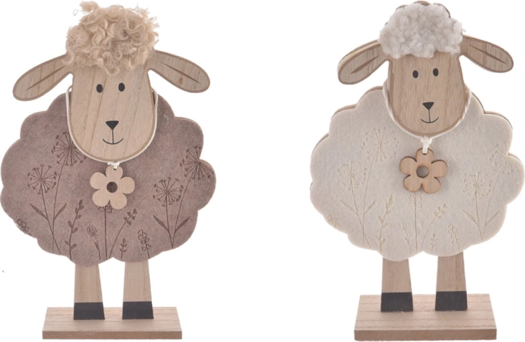Mouton en peluche et bois – décoration pour chambre d’enfant (2 variantes)