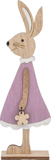 Figurine de lapine en robe violette en velours, 22,5 cm