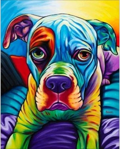 Peinture diamant – chien coloré 30 × 40 cm - 1 pièce