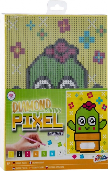 Peinture diamant sur châssis Grafix Pixel cactus 15 × 20 cm