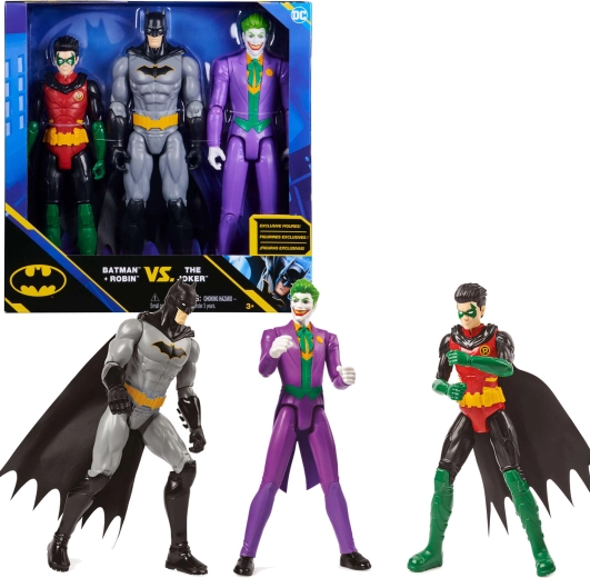 Set de figurines d’action DC Comics 3-en-1 – BATMAN, ROBIN et JOKER 30 cm