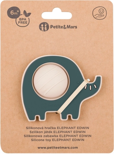 Jouet en silicone éléphant Edwin misty green Petite&Mars