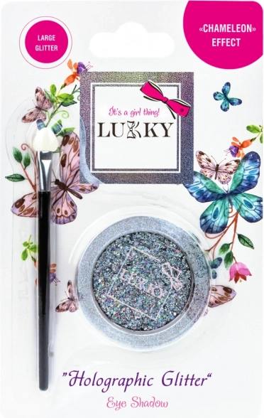 Fard à paupières gel avec paillettes holographiques et pinceau Lukky