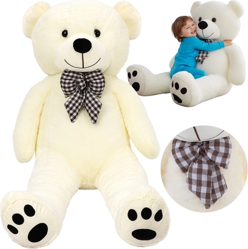 Grand ours en peluche 180 cm Kruzzel – jouet câlin crème avec ruban