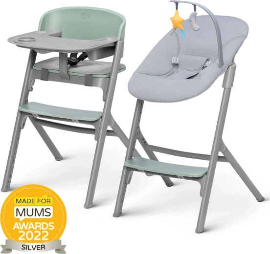 Ensemble Kinderkraft Select : chaise haute évolutive Livy Olive Green + transat Calmee