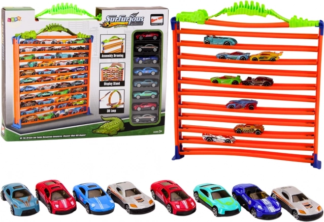 Coffret de course pour enfants 2-en-1 – garage de stationnement et circuit avec boucle 360°