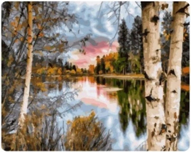 Norimpex Peinture par numéros Lac dans une forêt en automne 40 × 50 cm
