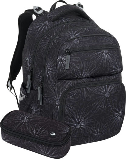 Bagmaster Zipster 25 set étudiant – noir avec fleurs blanches