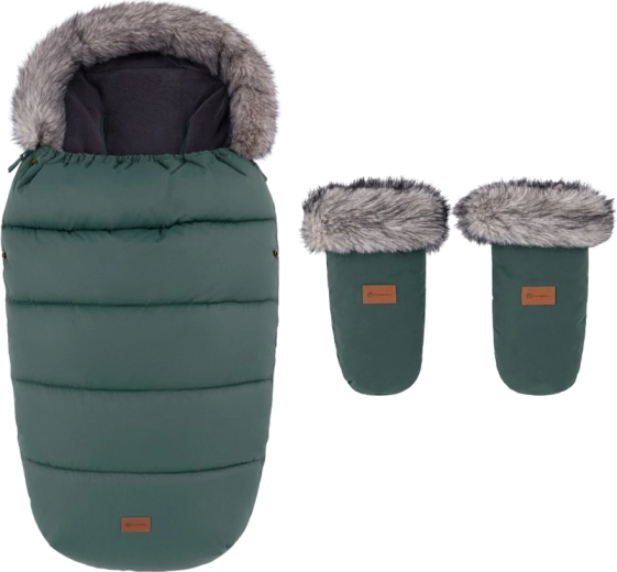 Chancelière d’hiver Petite&Mars Comfy 4-en-1 avec moufles pour poussette Fjora Veritable Khaki