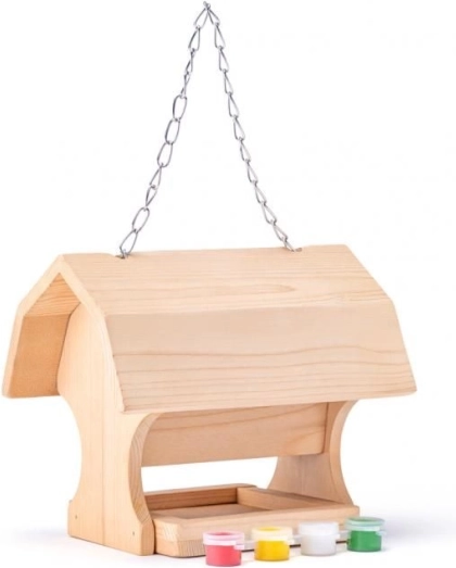 Mangeoire en bois pour oiseaux à peindre