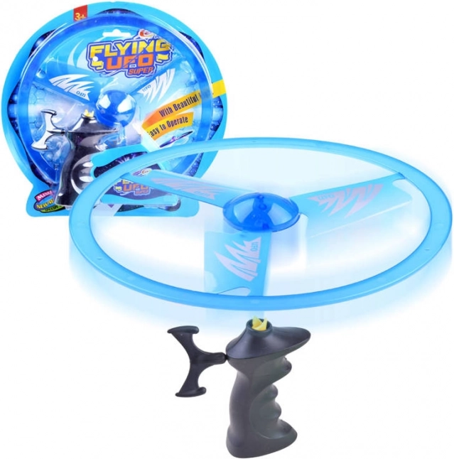 Disque volant avec lanceur et effet lumineux – Bleu
