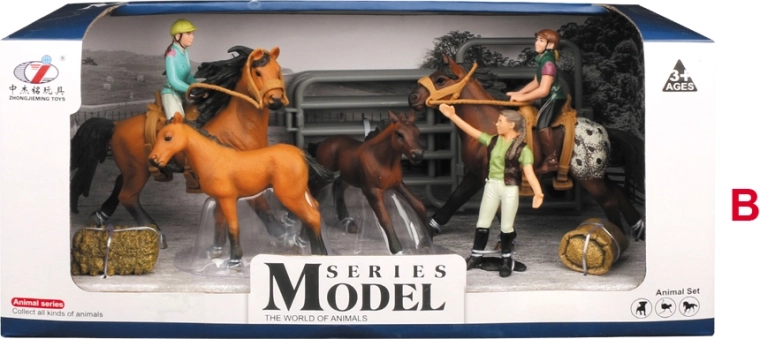 Ensemble avec enclos pour chevaux et figurines