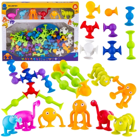 Blocs de construction à ventouses en silicone – set coloré de 96 pièces