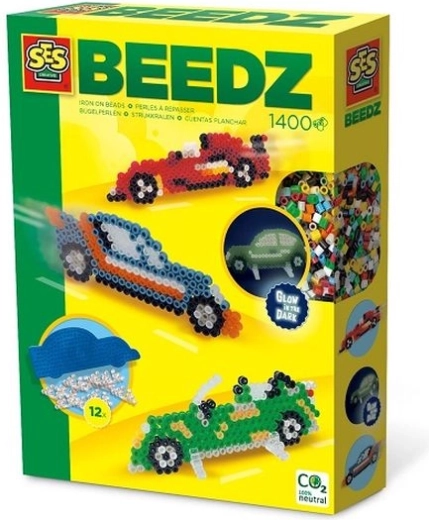 SES Creative Beedz perles à repasser voitures 1400 pcs phosphorescentes dans le noir