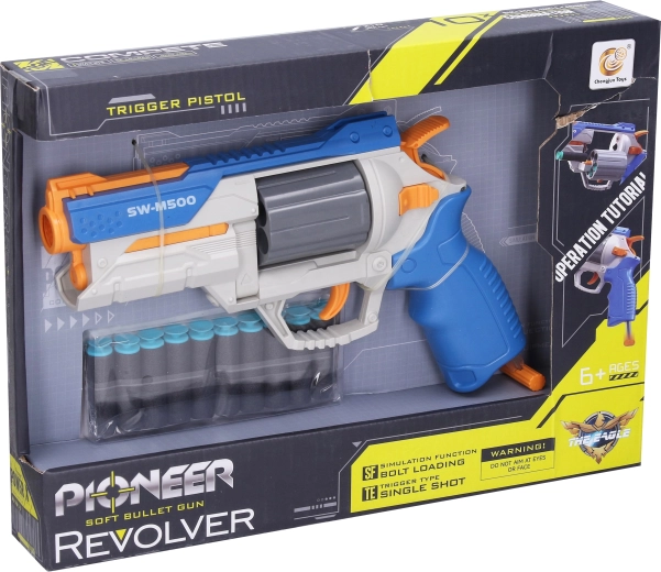 Revolver Pioneer – pistolet à fléchettes en mousse 25 cm
