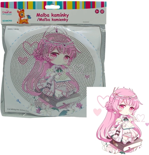 Peinture diamant avec cadre – poupée en rose, 20 cm