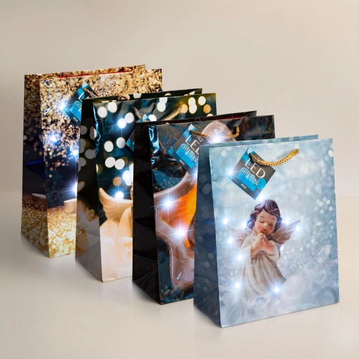Sac cadeau LED avec 10 LED blanc froid - 1 pièce