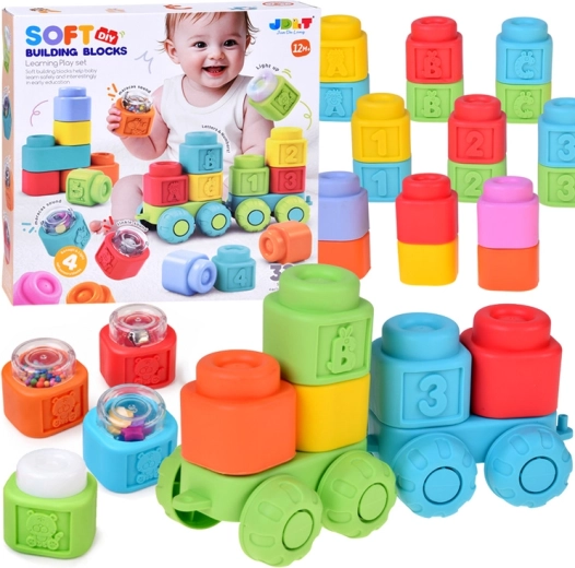 Cubes sensoriels souples en caoutchouc 3 en 1 avec sons et lumière