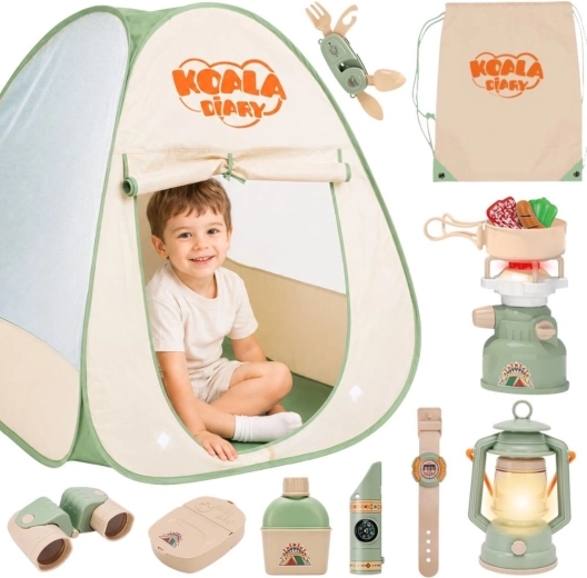 Woopie Discovery set de camping pour enfants avec tente bivouac XXL, 15 pièces