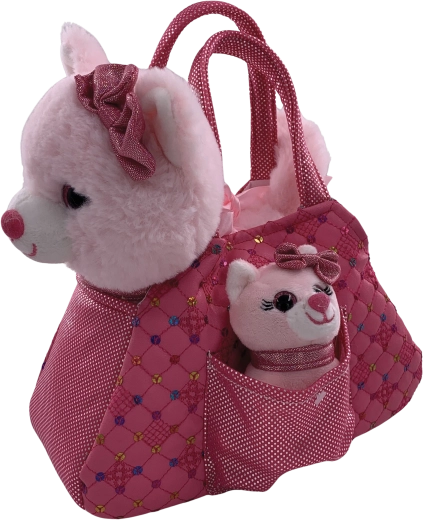 Sac en peluche avec chat et chaton