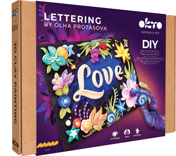 Set créatif OKTO Lettering – peinture avec pâte « LOVE » 30 × 40 cm
