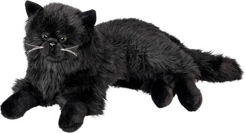 Figurine décorative de chat persan couché noir 36 cm