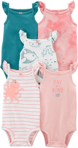 Body bébé sans manches Carter’s Pink Ocean pour filles, lot de 5