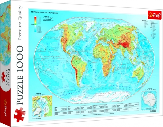 Puzzle carte physique du monde 1000 pièces Trefl