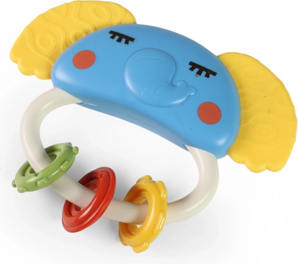 Hochet et anneau de dentition éléphant multicolore