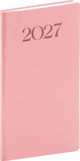 Agenda de poche Notique Biella 2027 rose 9 × 15,5 cm