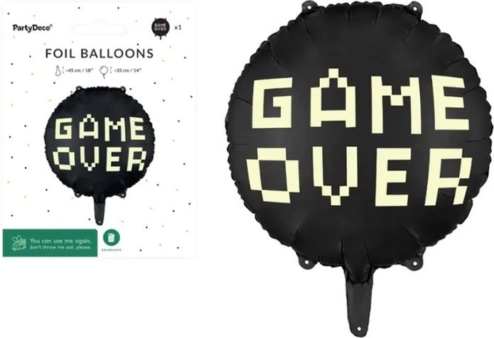 Ballon en aluminium « Game over » noir 45 cm