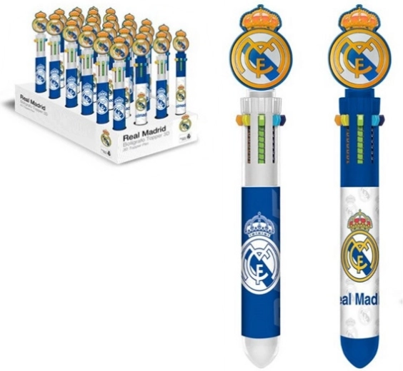 Stylo bille REAL MADRID à 6 couleurs avec topper 3D