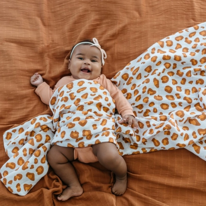 Tommy Lise lange en mousseline de coton Léopard blanc 120 × 120 cm