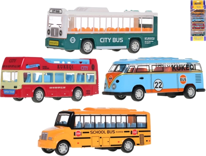 Set de bus métalliques à rétrofriction 10 cm – 4 pièces