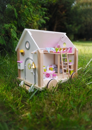Tiny House Hygge – maison en bois pour poupées sur roulettes - 1 pièce