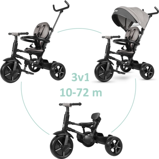 Qplay Rito Star tricycle gris pour enfants, pliable 10–72 mois