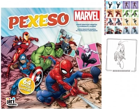 Mémo en cahier MARVEL – 64 cartes, 21,5 × 21,5 cm