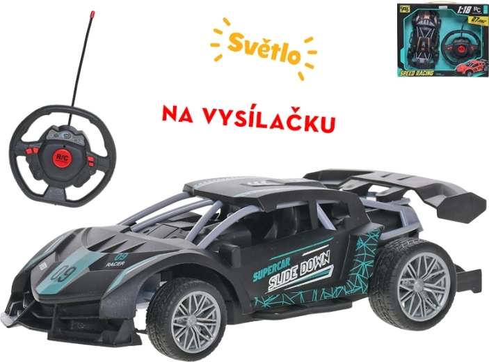 Voiture de course R/C 1:18 avec effets lumineux, 27 MHz