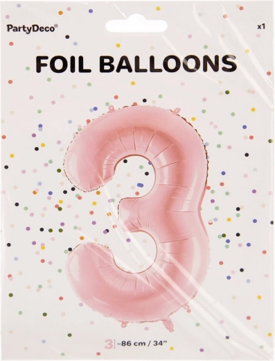 Ballon en aluminium chiffre 3 rose 86 cm