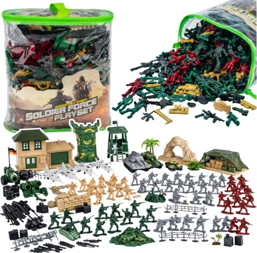 Grand ensemble de jeu militaire avec soldats et véhicules, 300 pièces