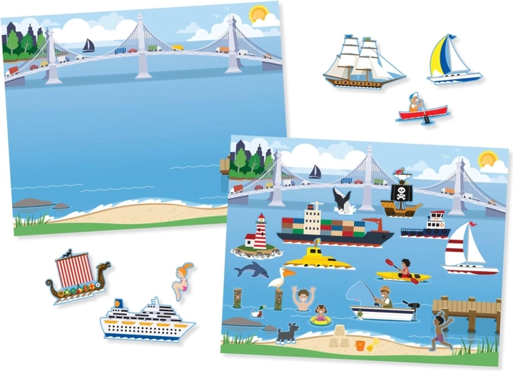 Sticker pad véhicules – set d’autocollants réutilisables et scènes MELISSA & DOUG