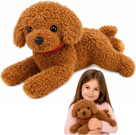 Caniche en peluche avec collier 30 cm