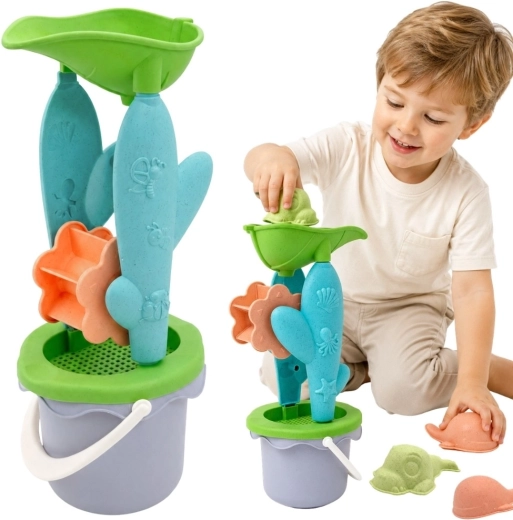 Woopie Green set écologique pour le sable avec seau et moulin 4 pièces
