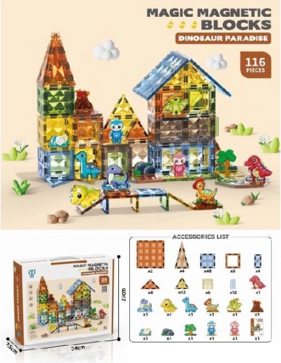 Jeu de construction magnétique dinosaures