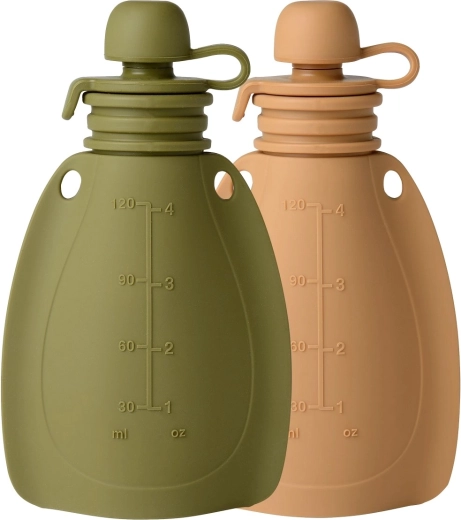 Pochette à goûter rechargeable en silicone Mininor 120 ml (2 pcs) moss green/roe deer