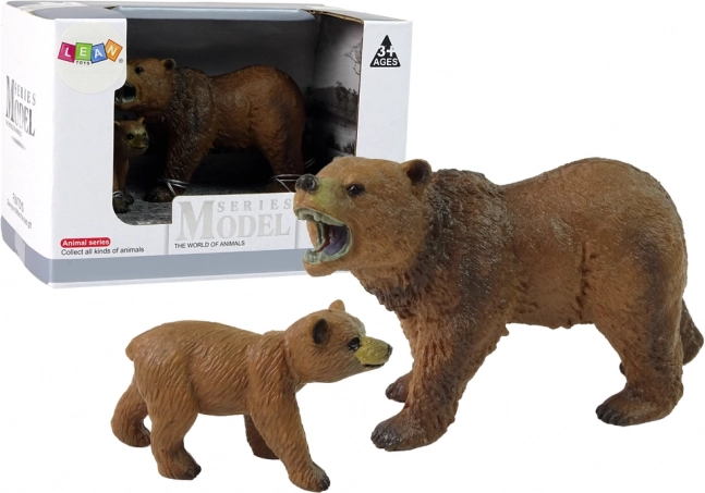 Set de 2 figurines ours grizzli avec son petit