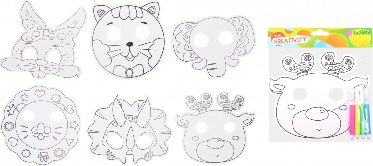 Set créatif – masque à colorier avec 4 feutres (22,5 × 20,5 cm)