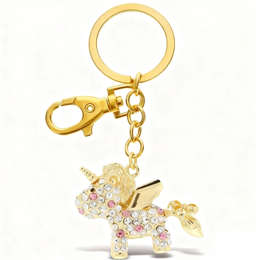 Porte-clés licorne doré